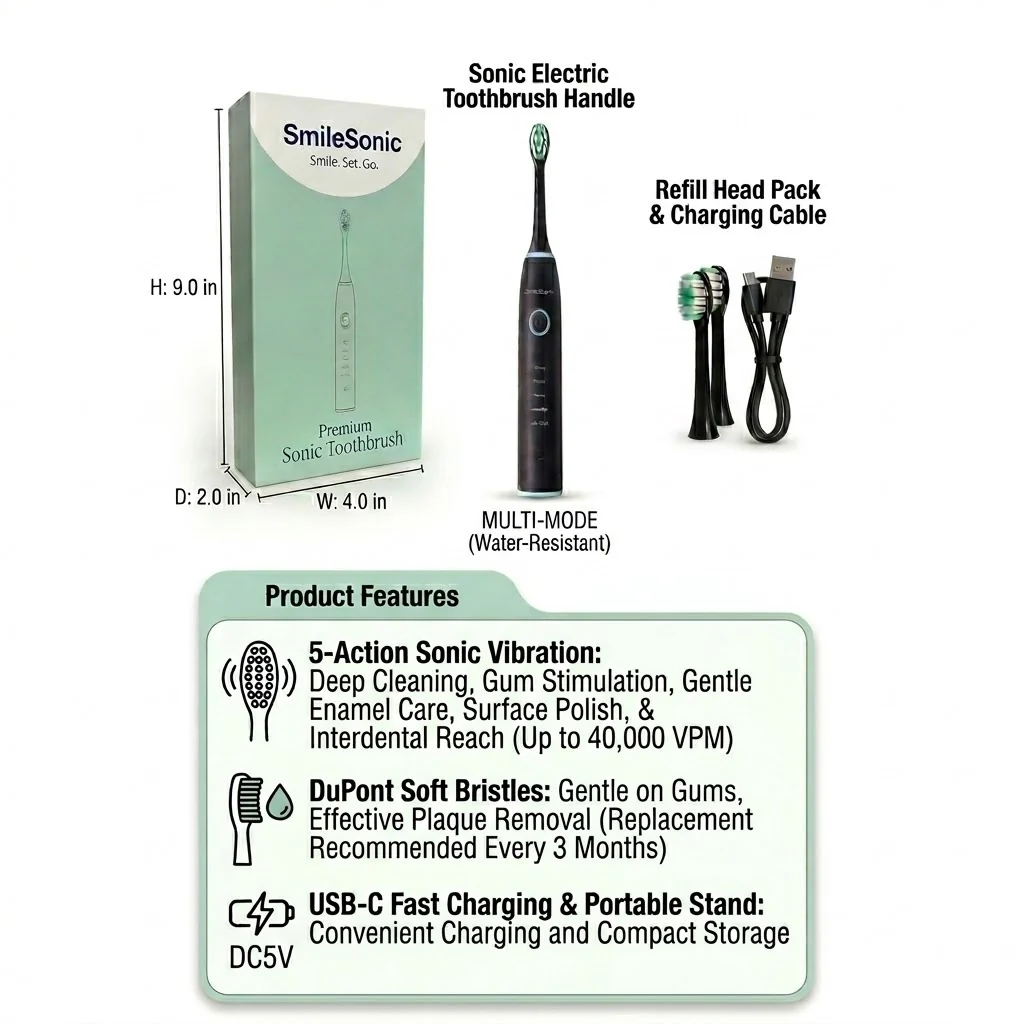 SmileSet Premium Sonic Toothbrush - Image 5
